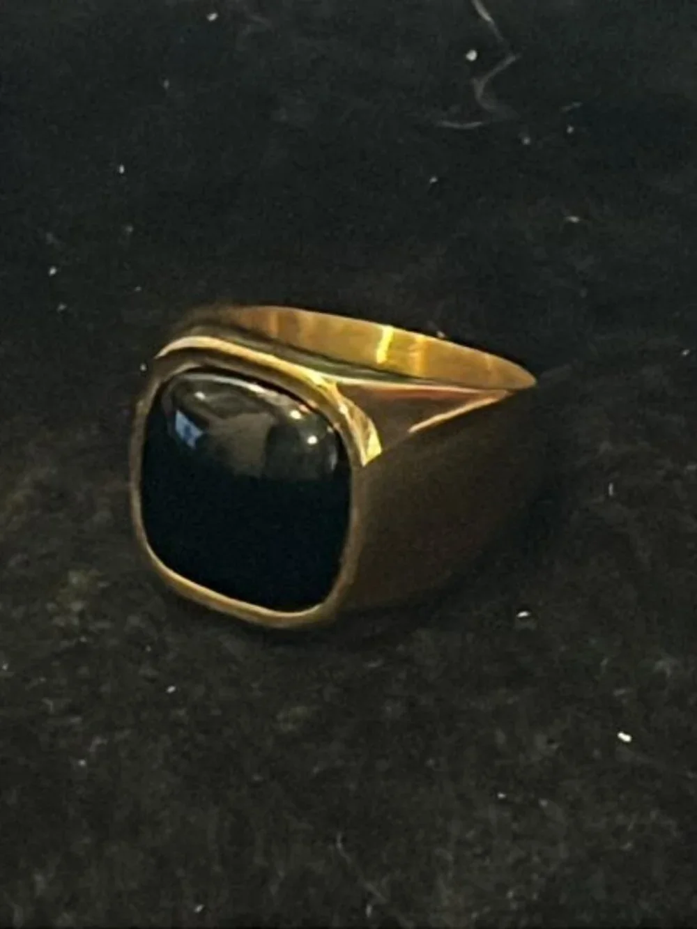Square Black Large Gold Tone Ring